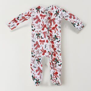 Caden Lane Footie Pajamas Size 6-9 Months Baby Girl Bows Bamboo Christmas